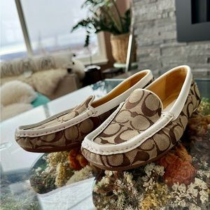 Coach Tan/brown with white loafer